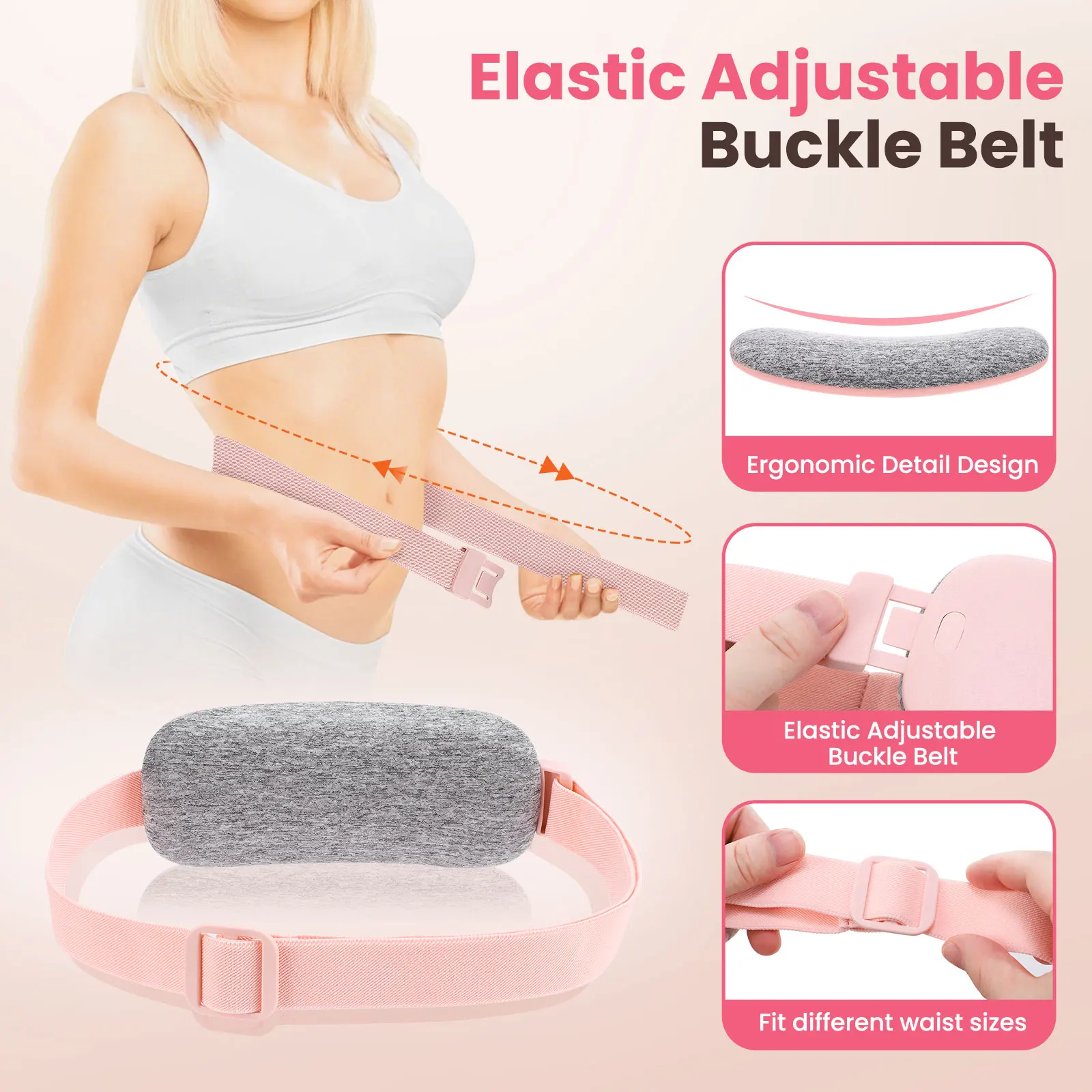 Women’s Period Pain Relief Belt Fast Heating 45-65°C 4 Adjustable Vibration Portable Menstrual Massager for Stomach/Back Pain - Image 5